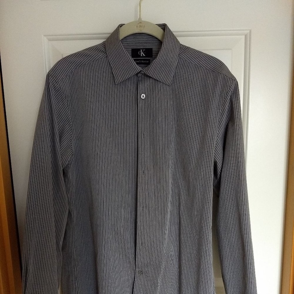 Calvin Klein Gray Stripe Dress Shirt